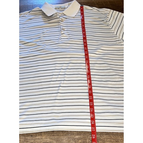 Peter Millar Striped Polo Short Sleeve Shirt  Medium Golf Athletic Men M Golfer - Picture 5 of 14